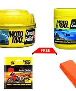 Motomax car Cream Polish & 2k Rubbing compound with free insta shine and basic microfiber cloth-Automotive Parts and Accessories-Motomax-Helmetdon