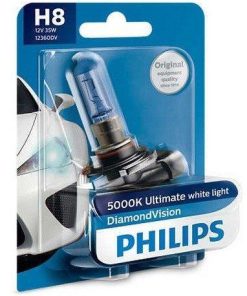 Philips H8 12360 Diamond Vision Headlight Bulb (12V, 35W)-Bulbs-Philips-Helmetdon