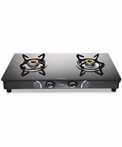 Preethi Blu Flame Gleam Glass Top 2-Burner Gas Stove,Black-Kitchen-Preethi-Helmetdon