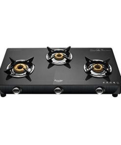 Preethi Saint Gobain Valentino GTS121 3 Burner Gas Stove (Black)-Kitchen-Preethi-Helmetdon