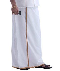 Ramraj Men's Cotton Dhoti (2206BC_white_free size)-Apparel-Ramraj-Helmetdon