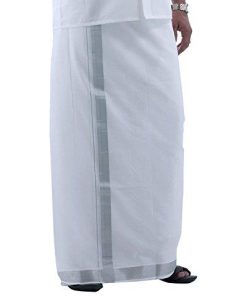 Ramraj Men's Cotton Dhoti (Silver Jari, Free Size)-Apparel-Ramraj-Helmetdon