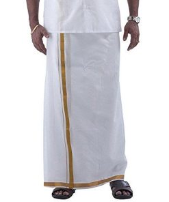 RAMRAJ Men's COTTON DHOTIS (Vetha- Gold jar- 3.8mtr)-Apparel-Ramraj-Helmetdon