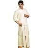 Ramraj Men's Cotton Pocket Dhoti Cream_42-Apparel-Ramraj-Helmetdon