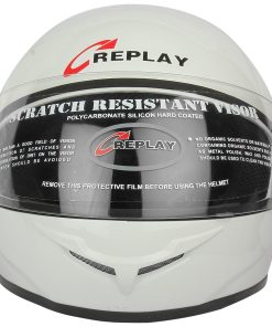 Replay Full Face Helmet Leo Plain with Clear Visor-Helmets-Replay-M-White-Helmetdon
