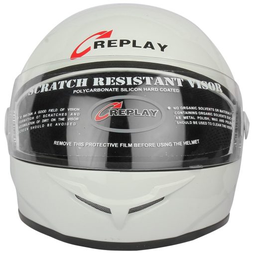 Replay Full Face Helmet Leo Plain with Clear Visor-Helmets-Replay-M-White-Helmetdon