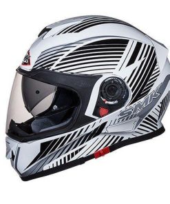 SMK GL126 Twister Fluid Graphics Pinlock Fitted Full Face Helmet With Clear Visor (Gloss White, Black and Grey, XL)-Helmets-SMK-XL-Helmetdon