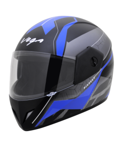 Vega Cliff DX Pioneer Graphics Full Face Helmet-Helmets-Vega-M ( Head Size 57 to 59 cm)-DULL BLACK BLUE HELMET-Helmetdon