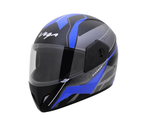 Vega Cliff DX Pioneer Graphics Full Face Helmet-Helmets-Vega-M ( Head Size 57 to 59 cm)-DULL BLACK BLUE HELMET-Helmetdon