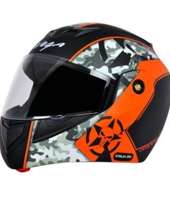 Vega Crux DX Camouflage Dull Black Orange Helmet-Helmets-Vega-M-Helmetdon