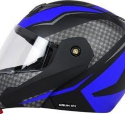 Vega Crux DX Checks Flip-up Helmet-Helmets-Vega-L (Head Size 59 to 61 cm)-DULL BLACK BLUE-Helmetdon