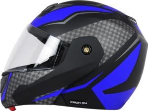 Vega Crux DX Checks Flip-up Helmet-Helmets-Vega-L (Head Size 59 to 61 cm)-DULL BLACK BLUE-Helmetdon