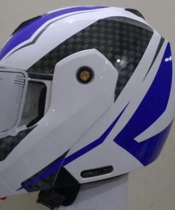 Vega Crux DX Checks Flip-up Helmet-Helmets-Vega-M (Head Size 57 to 59 cm)-White Blue-Helmetdon