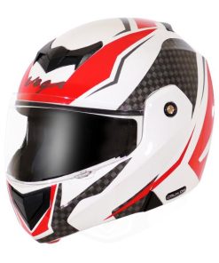 Vega Crux DX Checks Flip-up Helmet-Helmets-Vega-M (Head Size 57 to 59 cm)-White Red-Helmetdon