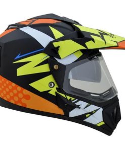 Vega Off-Road Double Visor Thunder Full Face Helmet-Helmets-Vega-M (Head Size 57 to 59 cm)-Dull Black n Yellow-Helmetdon
