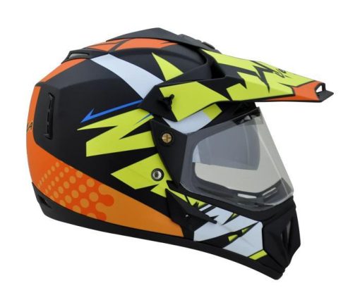 Vega Off-Road Double Visor Thunder Full Face Helmet-Helmets-Vega-M (Head Size 57 to 59 cm)-Dull Black n Yellow-Helmetdon