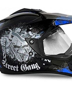 Vega Off Road Gangster Helmet-Helmets-Vega-L ( Head Size 59 to 61 cm)-Black and Blue-Helmetdon
