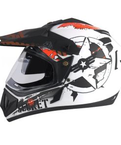 Vega Off Road Secret Full Face Graphic Helmet-Helmets-Vega-M (Head Size 57 to 59 cm)-Dull White Black-Helmetdon