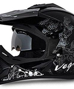 Vega Off Road Sketch Full Face Graphic Helmet-Helmets-Vega-M (Head Size 57 to 59 cm)-Black and Silver-Helmetdon